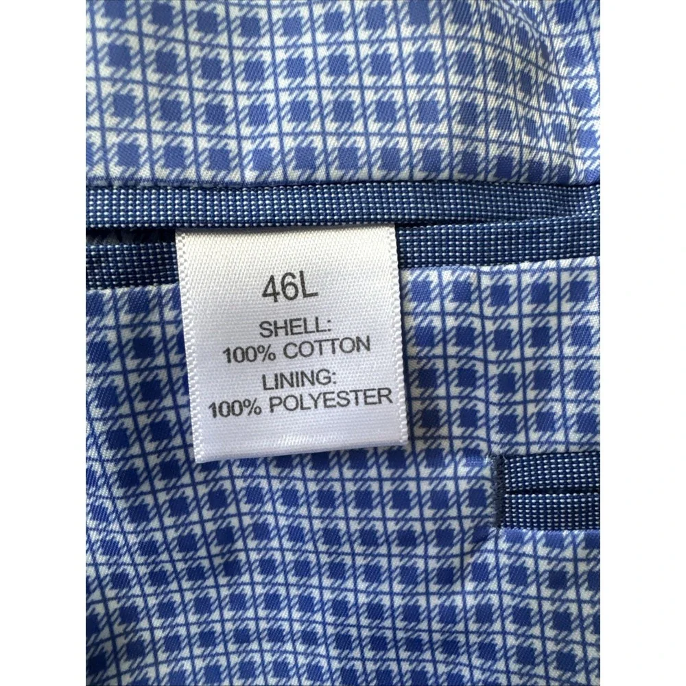 Saddlebred Men's Blue Sport Coat Blazer 46L Cotton Poly Lined Classic Fit Jacket